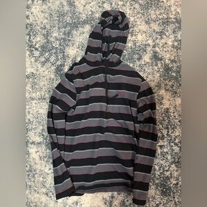 Vans Black and Gray Striped Hoodie with Red Accents